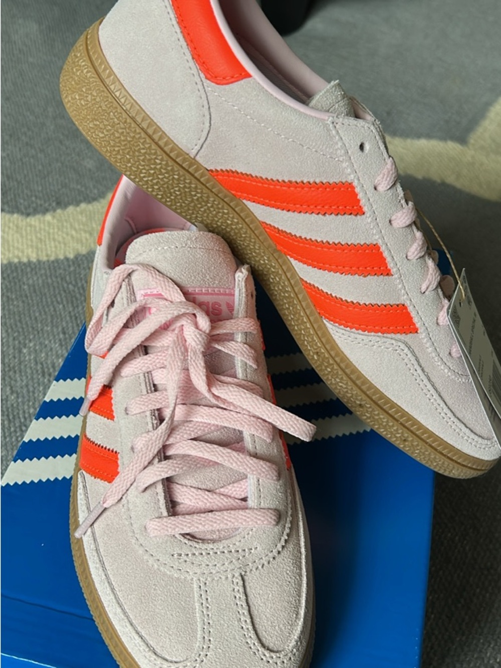adidas Pink Suede Sneakers with Orange Stripes